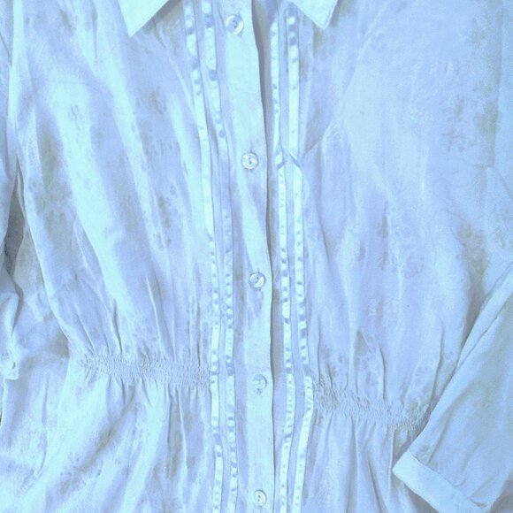 SONOMA Life+Style Women's Button 3/4 Sleeve 1X Shirred Blouse - Lt . Blue Floral - Picture 4 of 9